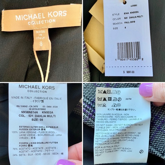 Michael Kors Collection Glen Plaid Wool Blazer Gray Size 8 - Picture 12 of 13